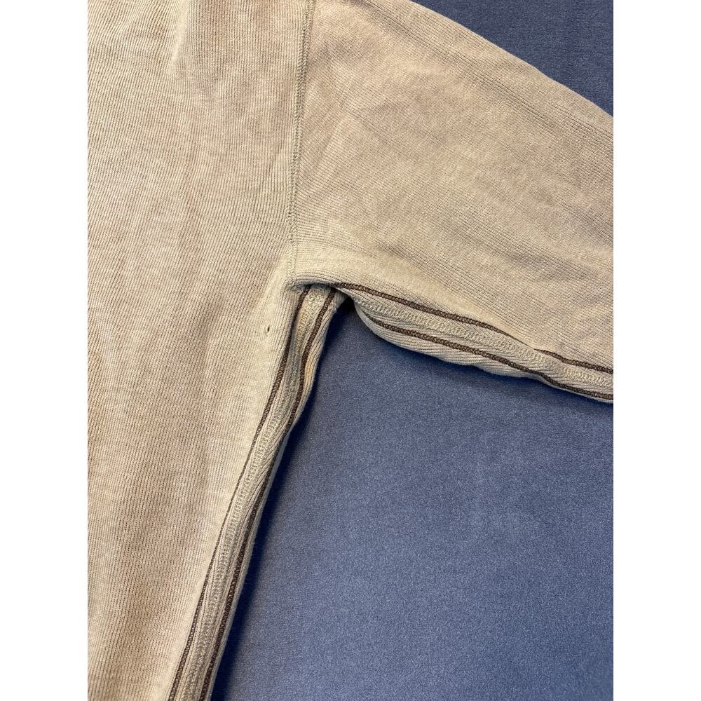 Hathaway 1/4 Zip Sweater, Tan w/ Brown Stitching on Sleeves, Men’s Loose Fit Med - Picture 5 of 9